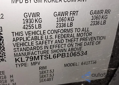 2023 Chevrolet Trailblazer Fwd Rs z USA, uszkodzony, nr VIN KL79MTSL6PB106534